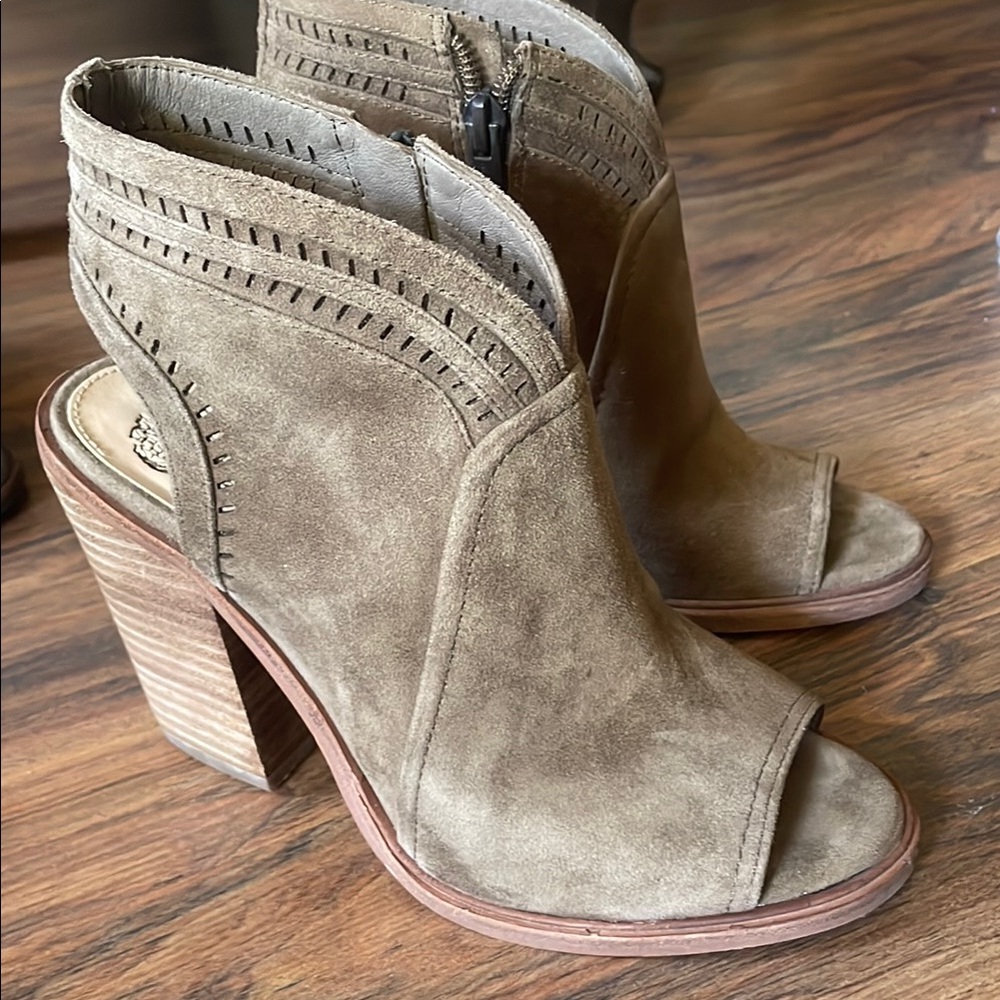 Women's Tan Peep-Toe Ankle Boots by Vince Camuto